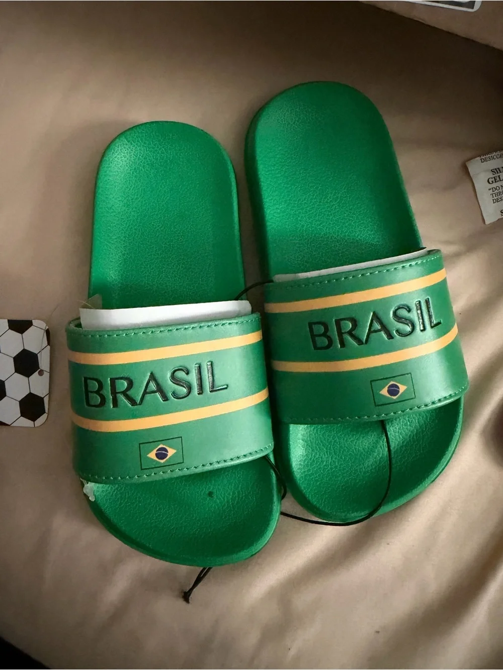 Green 'BRASIL' Slide Sandals, little KIDS size 11/12